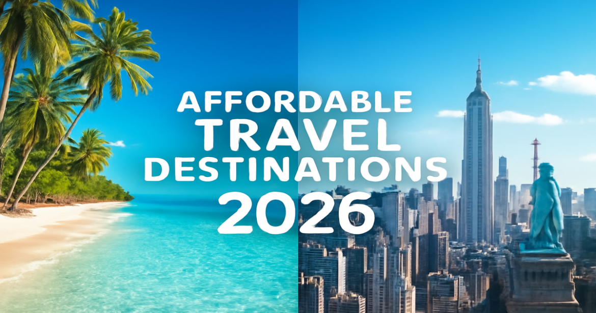 Explore недорогие направления для путешествий in 2026 with this vibrant travel destinations image.