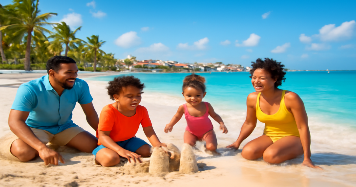 Explore top countries for family vacations in 2026 with this vibrant beach scene.