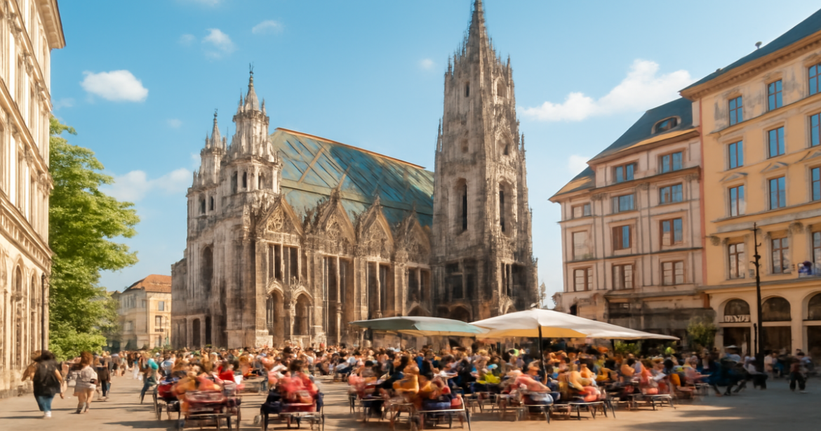 Discover the beauty of Vienna with this captivating view of St. Stephen's Cathedral.