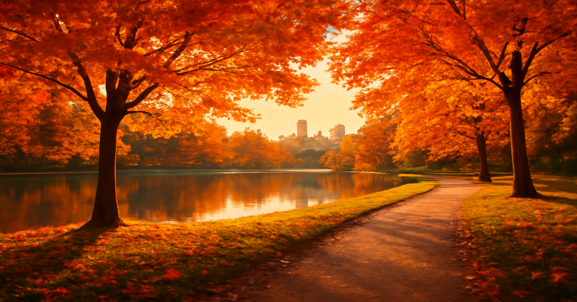 Explore vibrant autumn landscapes ideal for отпуск осенью with serene lakes and colorful foliage.