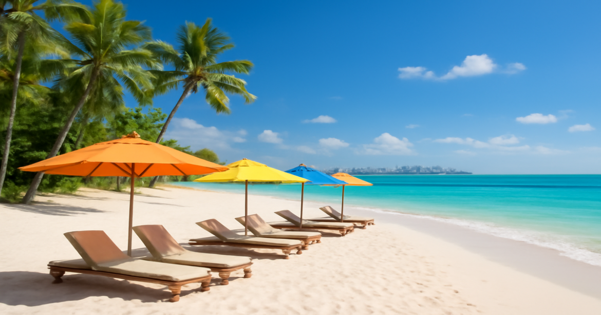 Stunning beach scene for пляжный отдых 2024, showcasing perfect vacation vibes and serene coastal beauty.