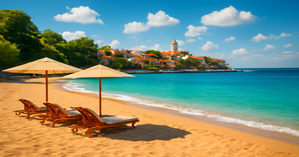 Explore the beauty of пляжный отдых в России with this picturesque beach scene.