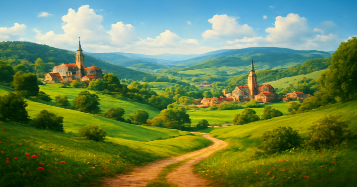 Explore stunning туристические маршруты в Европе showcasing beautiful landscapes and charming villages.