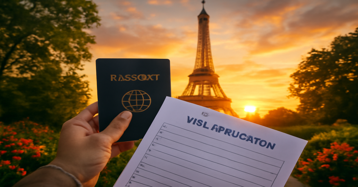 Stunning European landmark with a traveler symbolizing виза в Европу, perfect for travel inspiration.