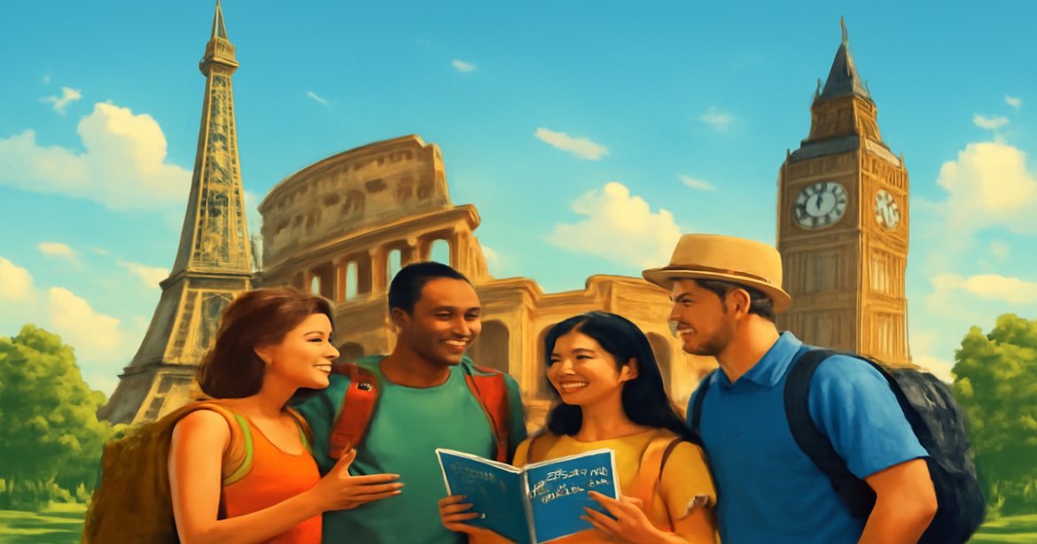 Explore the beauty of Europe with this image highlighting визы в Европу and travel landmarks.