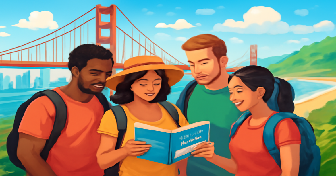 A captivating travel scene illustrating визовые требования для туристов with iconic landmarks and vibrant scenery.