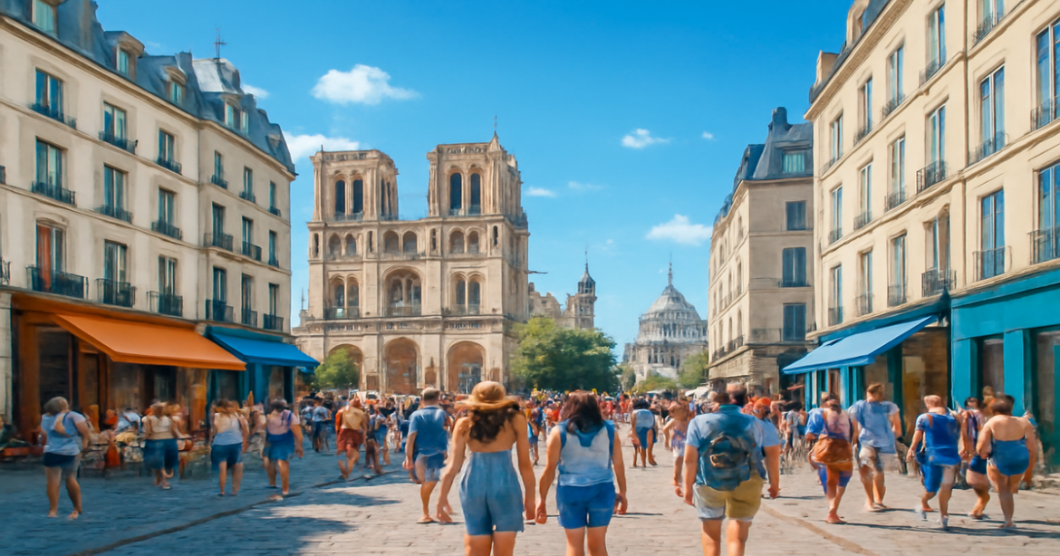 Explore визовые требования Европа with this vibrant travel scene of a European city.