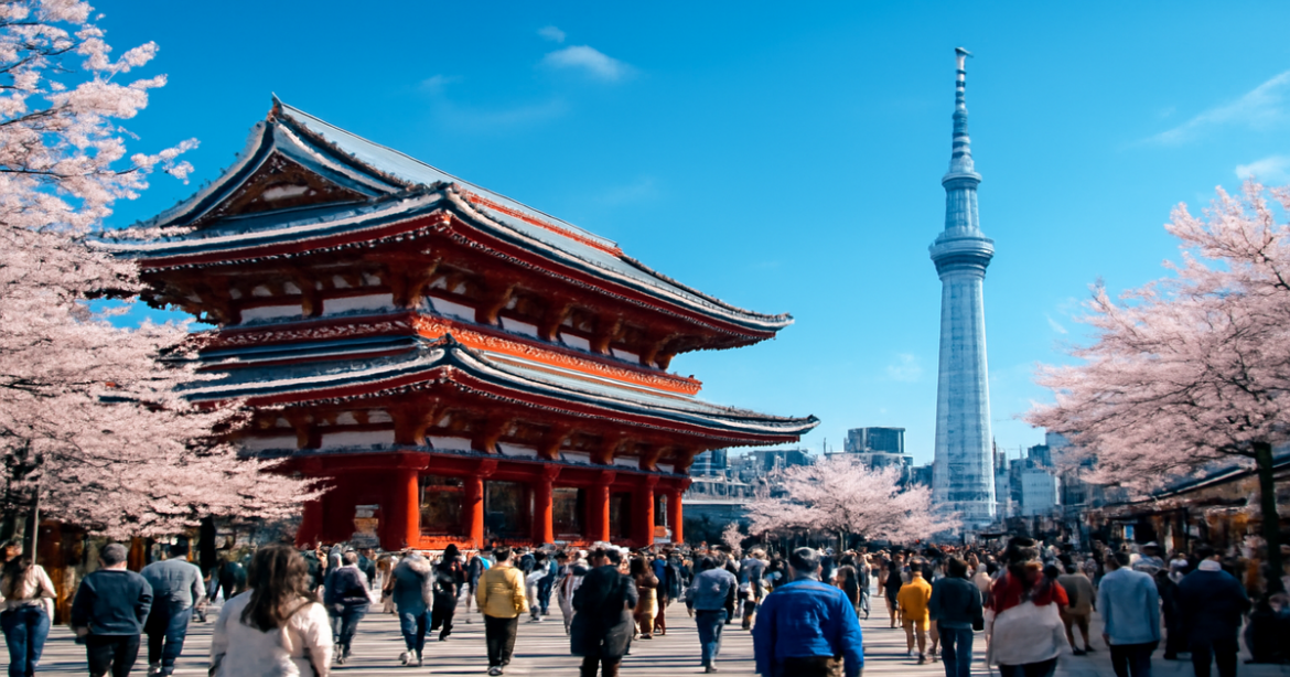 Explore the stunning достопримечательности Токио, featuring iconic temples and modern skyscrapers.