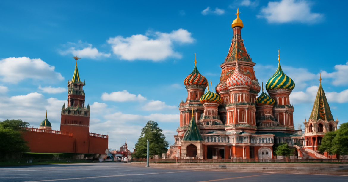 Explore Moscow достопримечательности with a stunning view of Red Square and the Kremlin.