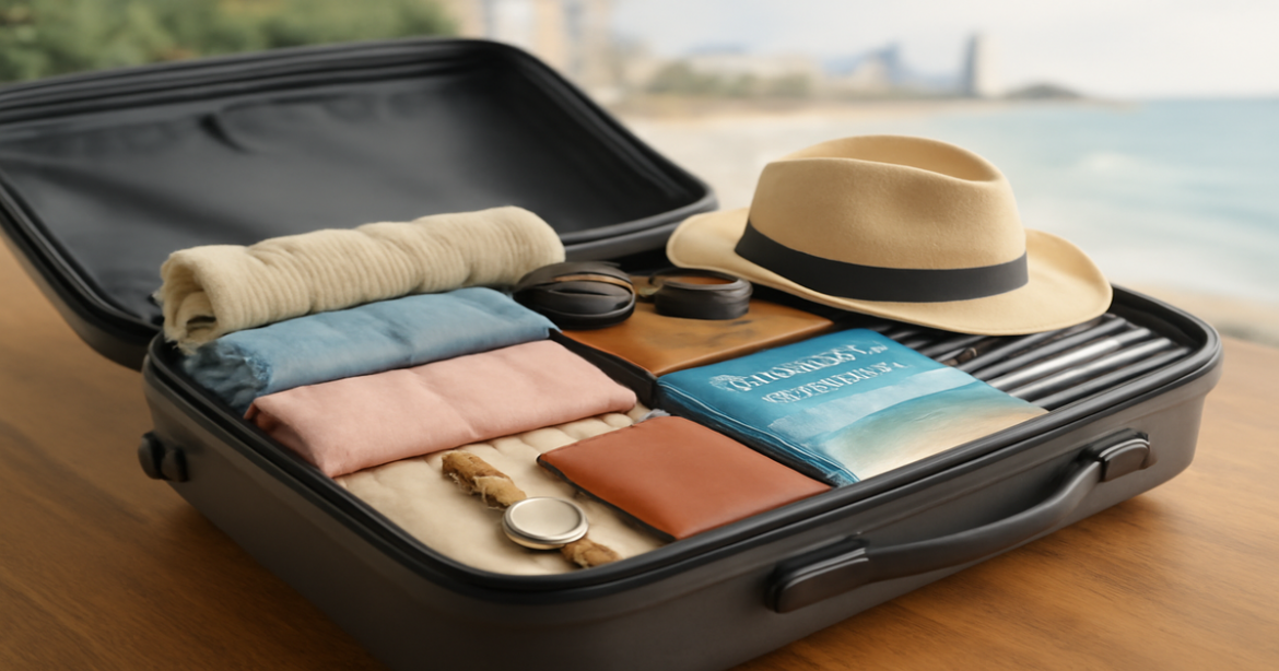 A beautifully packed suitcase showcasing правильная упаковка чемодана for a comfortable travel experience.