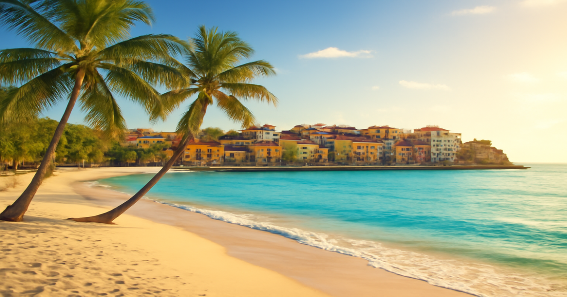 Stunning beach resort scene highlighting выбор курорта for summer vacations.