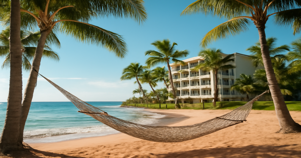 Inspiring beach hotel scene highlighting выбор отеля for a perfect vacation getaway.