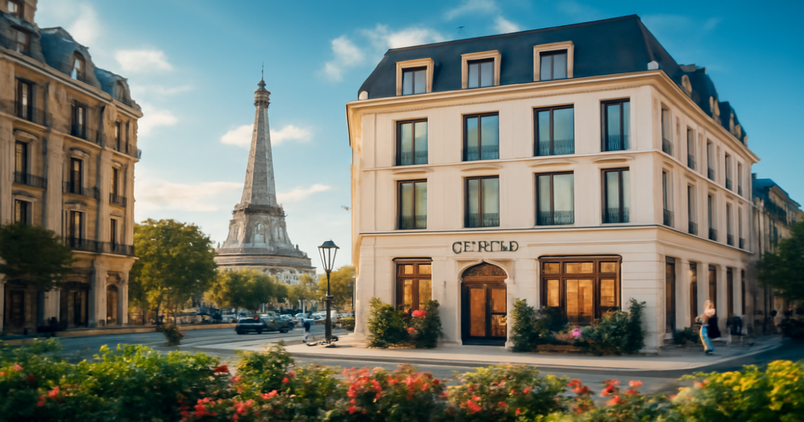 Choosing a hotel in Europe: explore options in a vibrant city backdrop with elegant architecture.