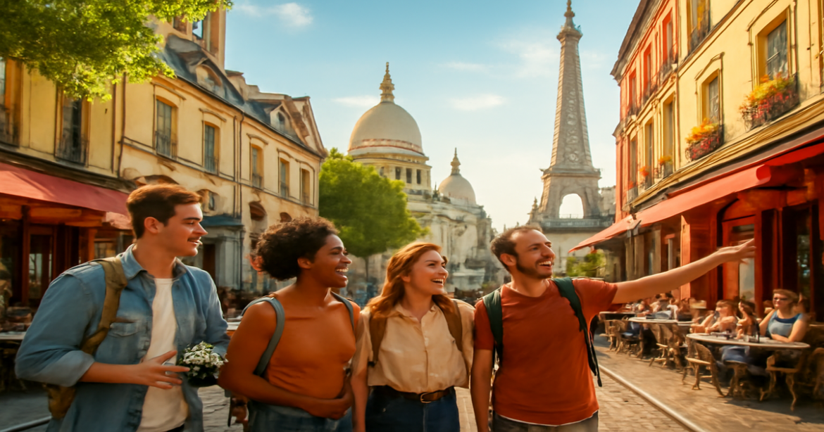 Excursions по Европе showcasing stunning landmarks and vibrant travel experiences.