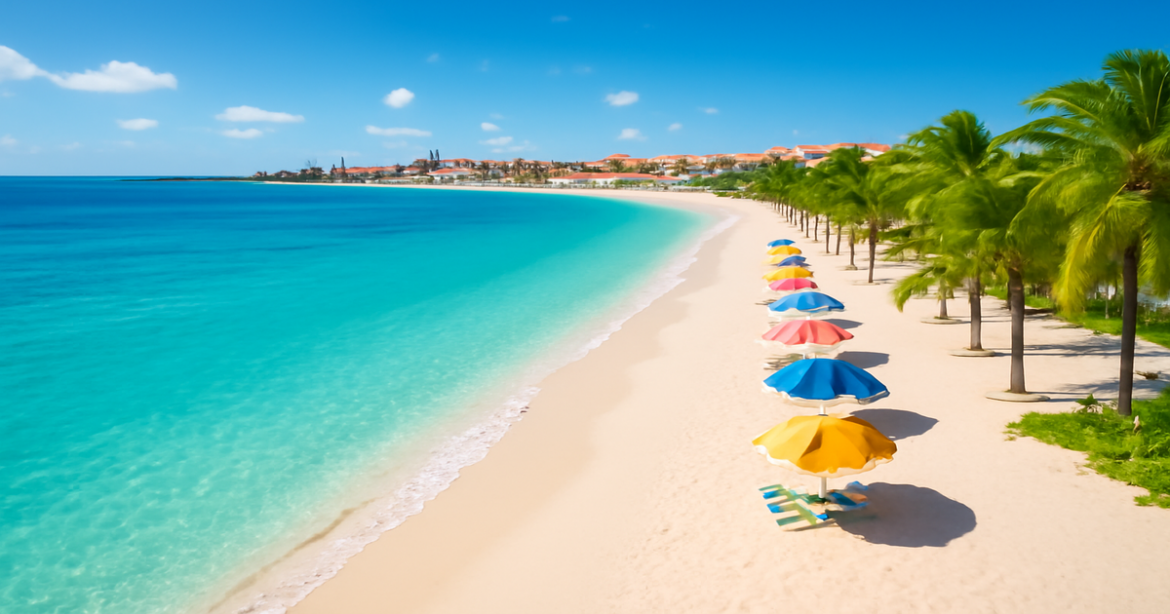 Explore beautiful пляжные направления for your summer vacation in 2026 with this stunning beach scene.