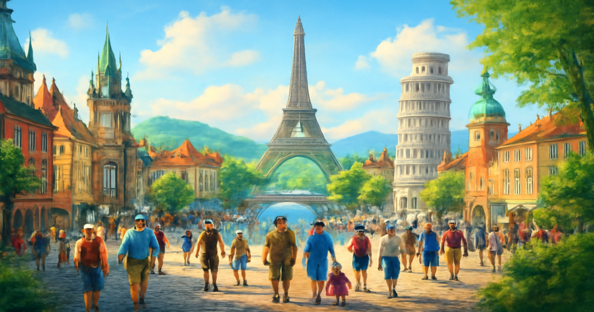 Explore stunning маршруты по Европе with vibrant cities and cultural landmarks in this inspiring travel image.