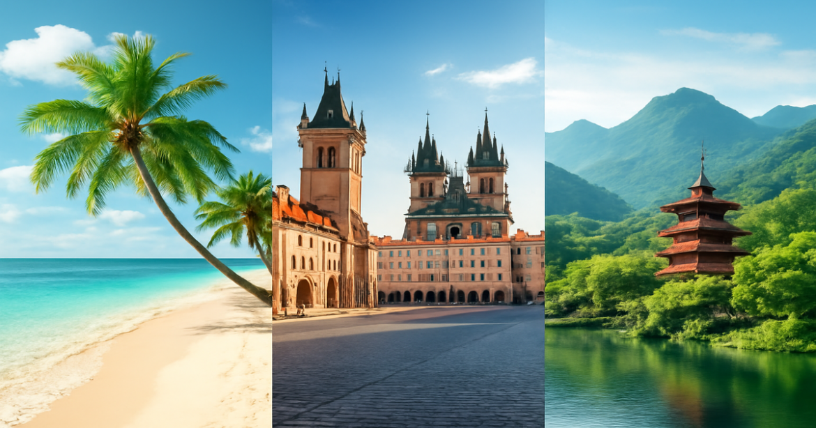 Explore stunning vacation destinations for отпуск 2024 with beautiful beaches, cities, and landmarks.