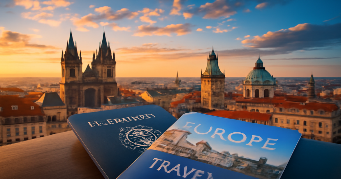 Stunning European city skyline, capturing the essence of получения визы в Европу for inspiring travelers.