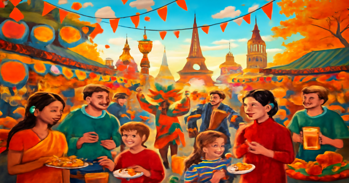 Explore seasonal мероприятия around the world with this vibrant travel scene capturing festive celebrations.