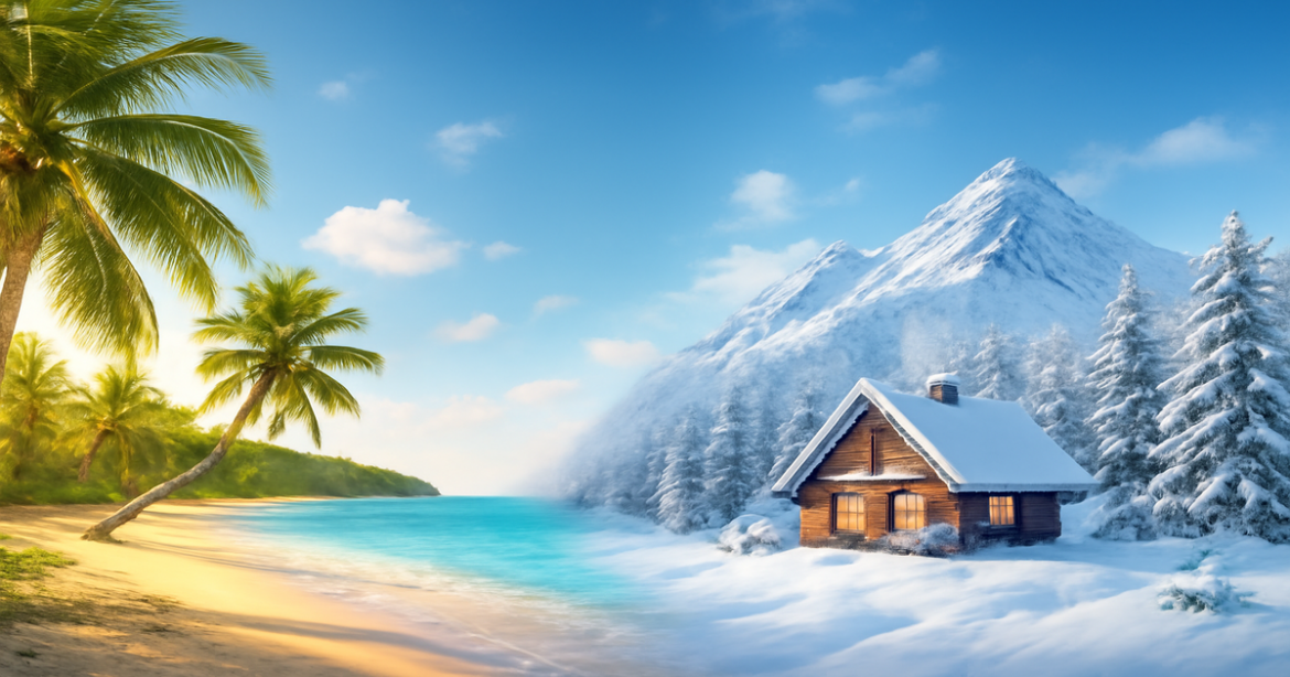Explore the beauty of seasonal travel with this inspiring image showcasing diverse vacation destinations.