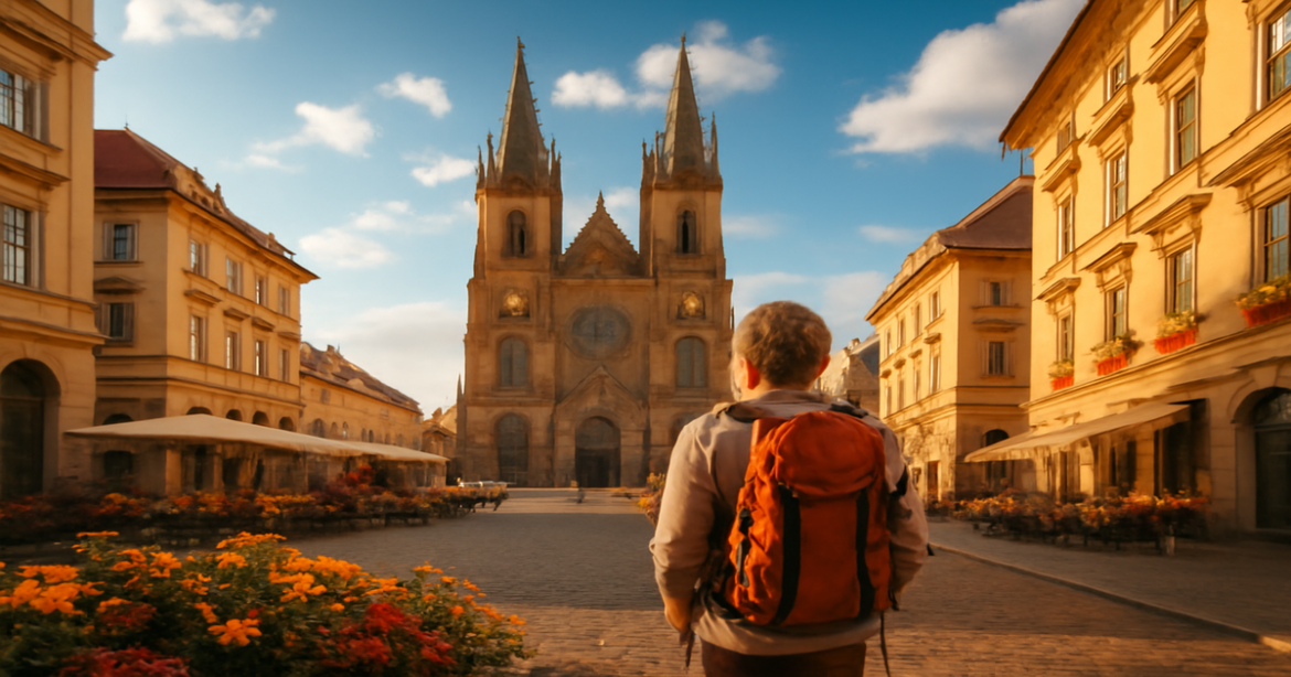 A picturesque European city highlighting the beauty of travel and the journey to obtain a виза в Европу.