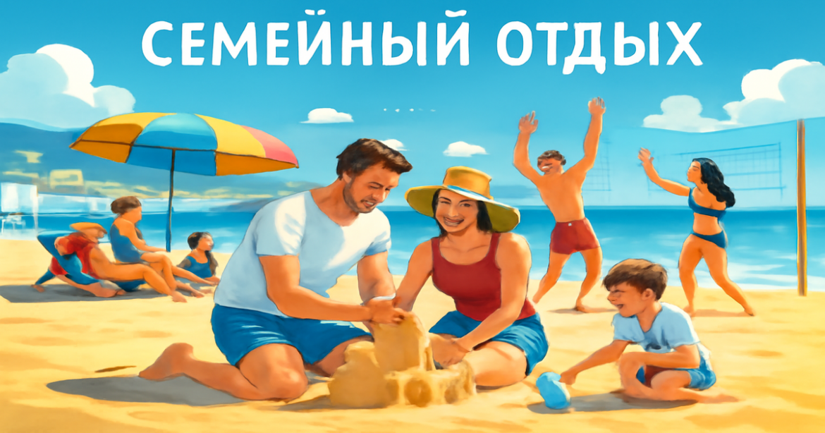 Explore family vacation options for 2026 with this inspiring beach scene highlighting семейный отдых.