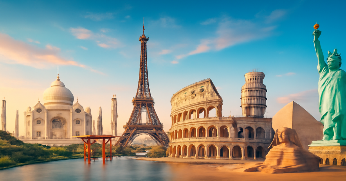 Explore stunning достопримечательности мира with a captivating view of top 10 global landmarks.