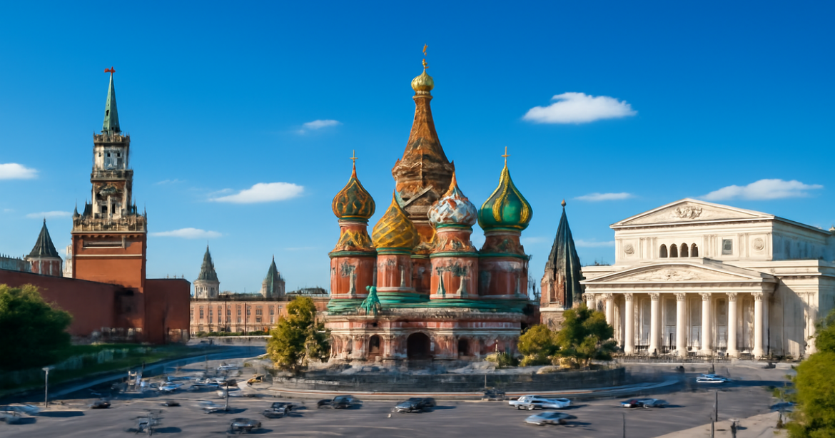 Explore the достопримечательности Москвы with this stunning view of the city's iconic landmarks.