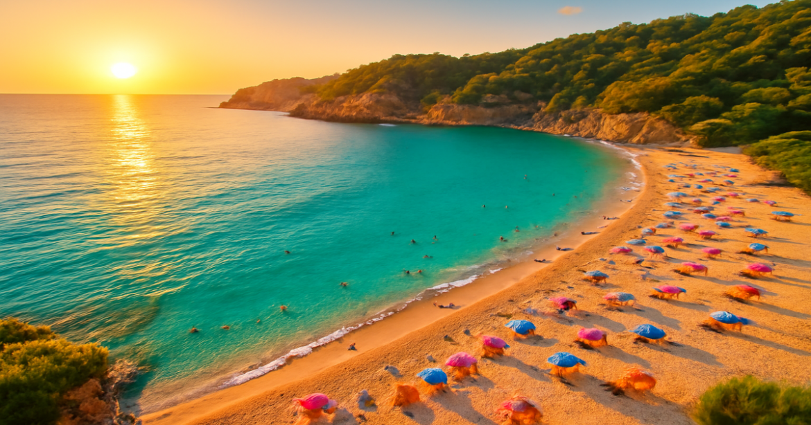 Explore the beauty of пляжи Испании with this stunning aerial beach view, perfect for vacations.