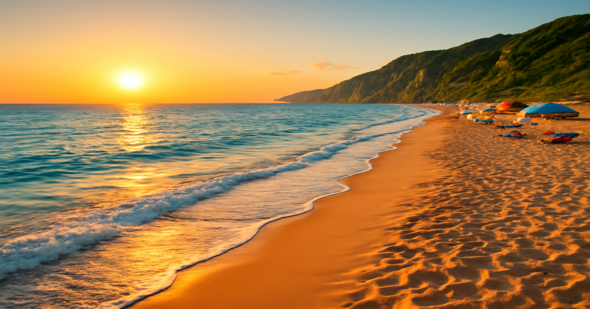 Stunning пляжи России at sunset, ideal for a perfect summer vacation.