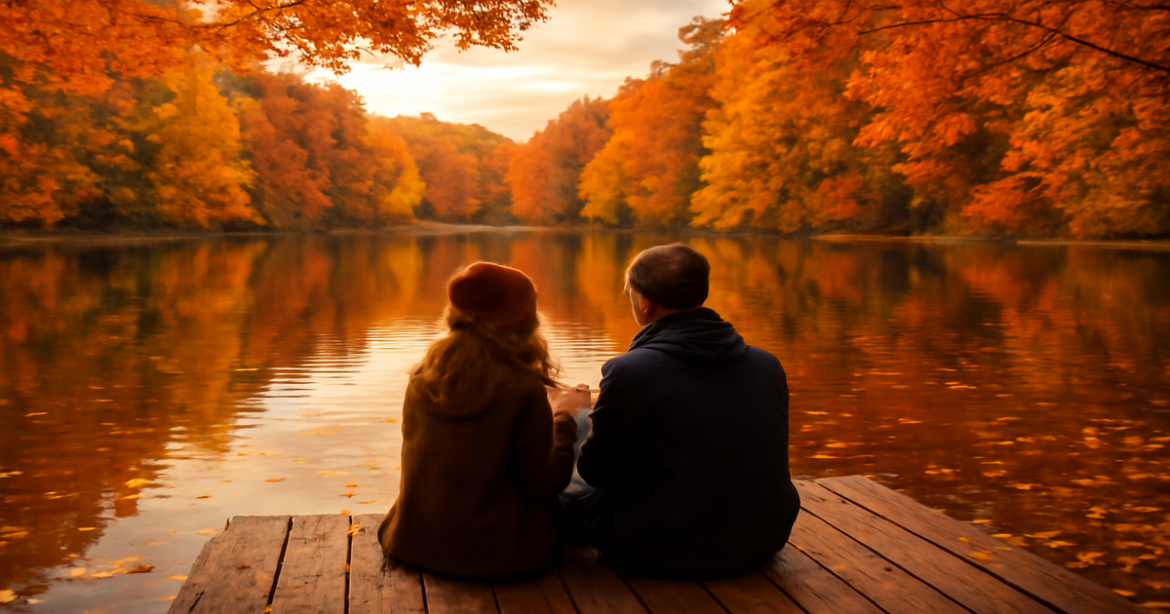 Beautiful autumn landscape perfect for осенний отдых, showcasing colorful foliage and serene lake views.
