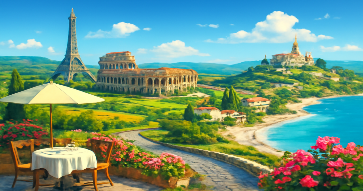 Explore stunning туристические маршруты Европы with iconic landmarks and beautiful landscapes.