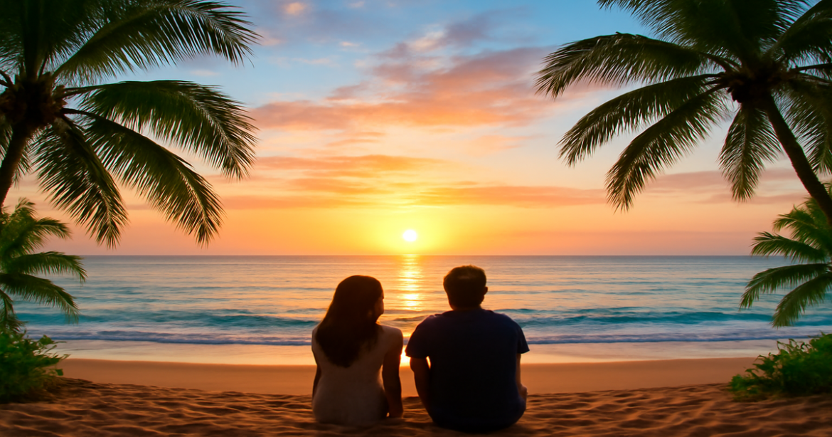 Stunning beach sunrise representing the туристический сезон for vacation planning in 2026.