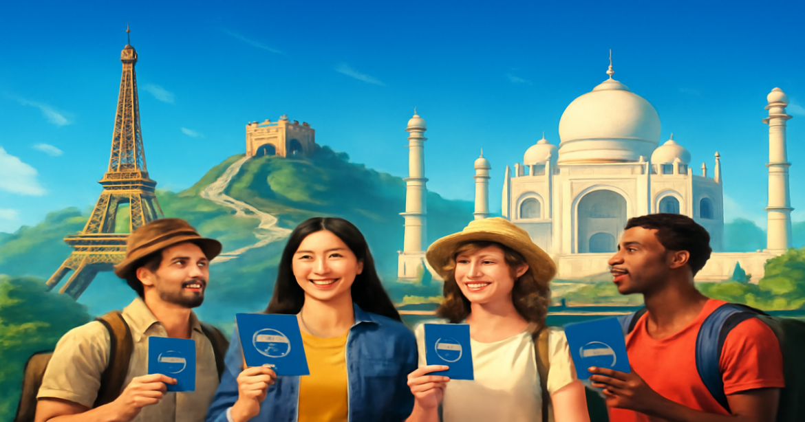 Explore the world of визы with iconic landmarks symbolizing travel and adventure.