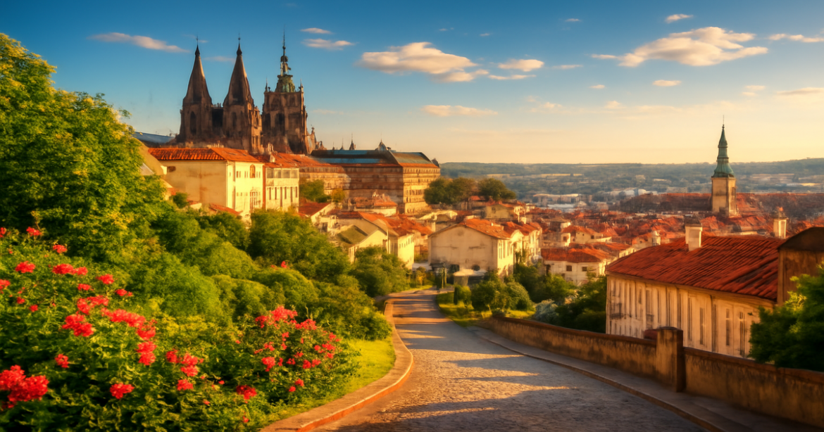 A beautiful European cityscape illustrating the need for a visa for travel to Europe.
