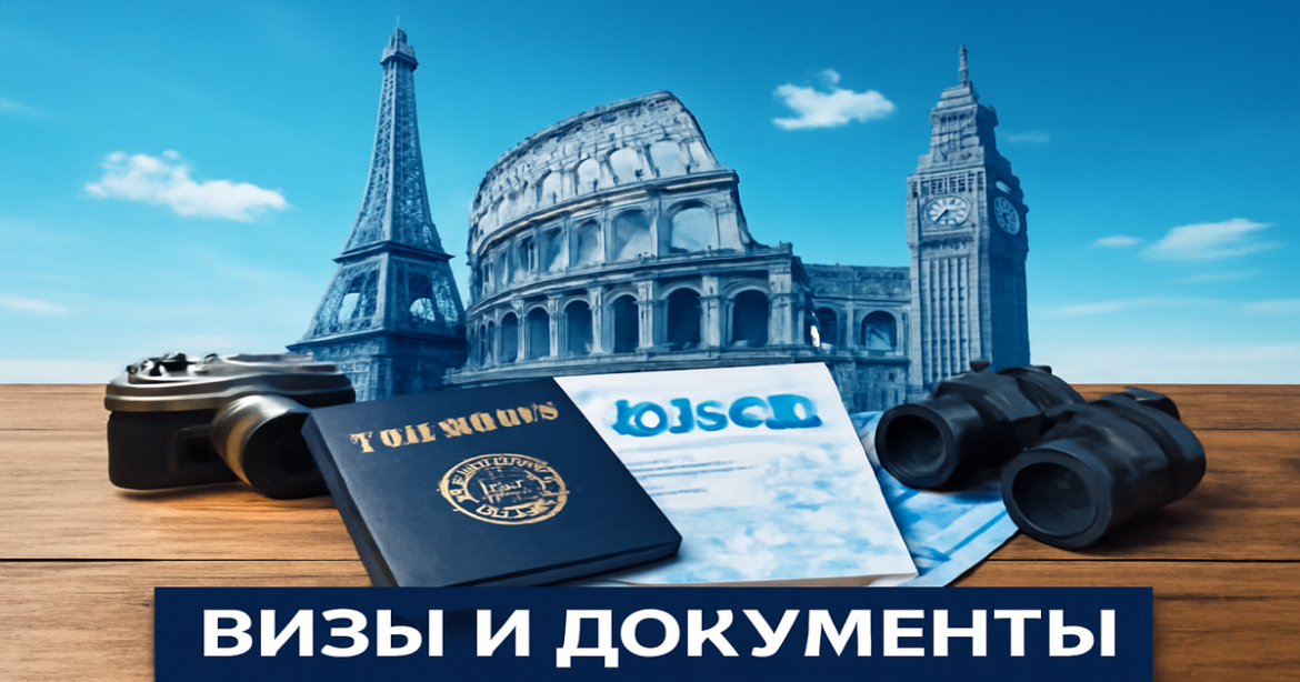 Explore essential визы и документы for your exciting trip to Europe with this travel-focused image.