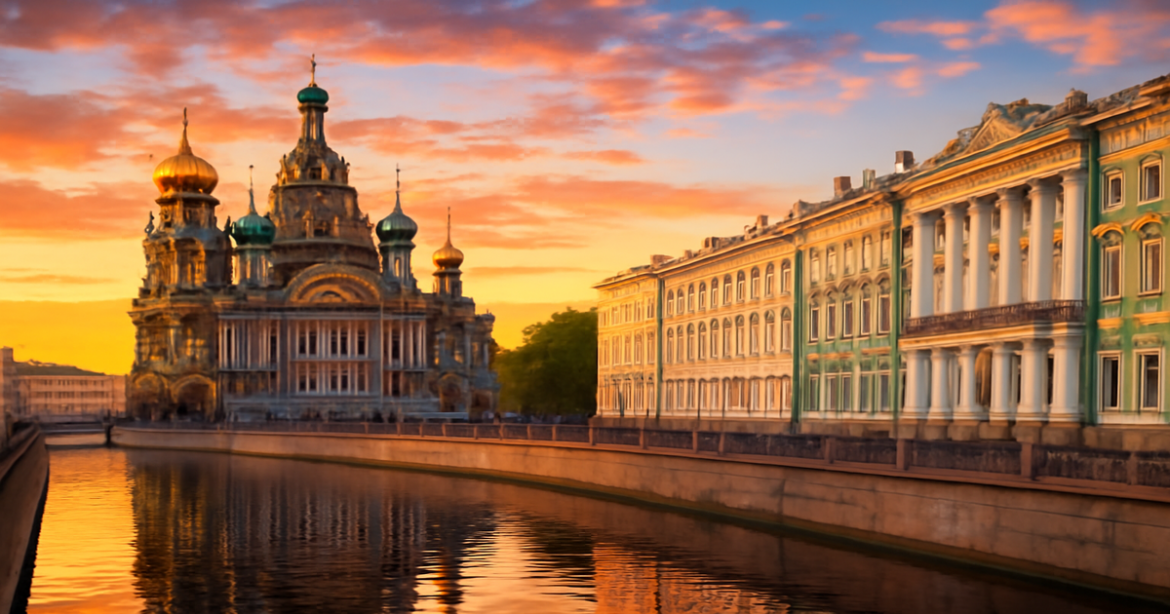 Discover the stunning достопримечательности Санкт-Петербурга in this vibrant travel image.