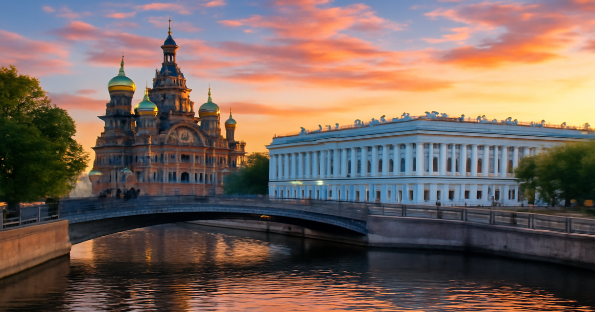 Explore where to stay in Saint Petersburg with stunning views of its landmarks and vibrant sunset.