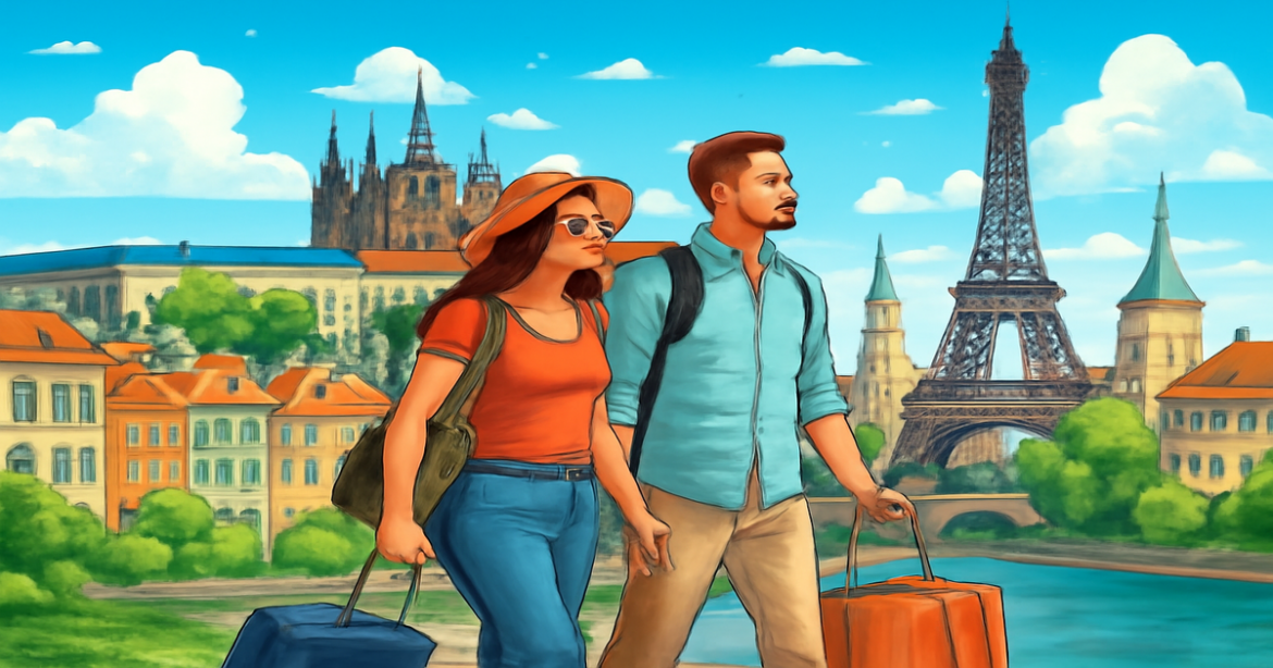 Explore a stunning European cityscape, perfect for illustrating the ease of obtaining a Шенгенская виза.