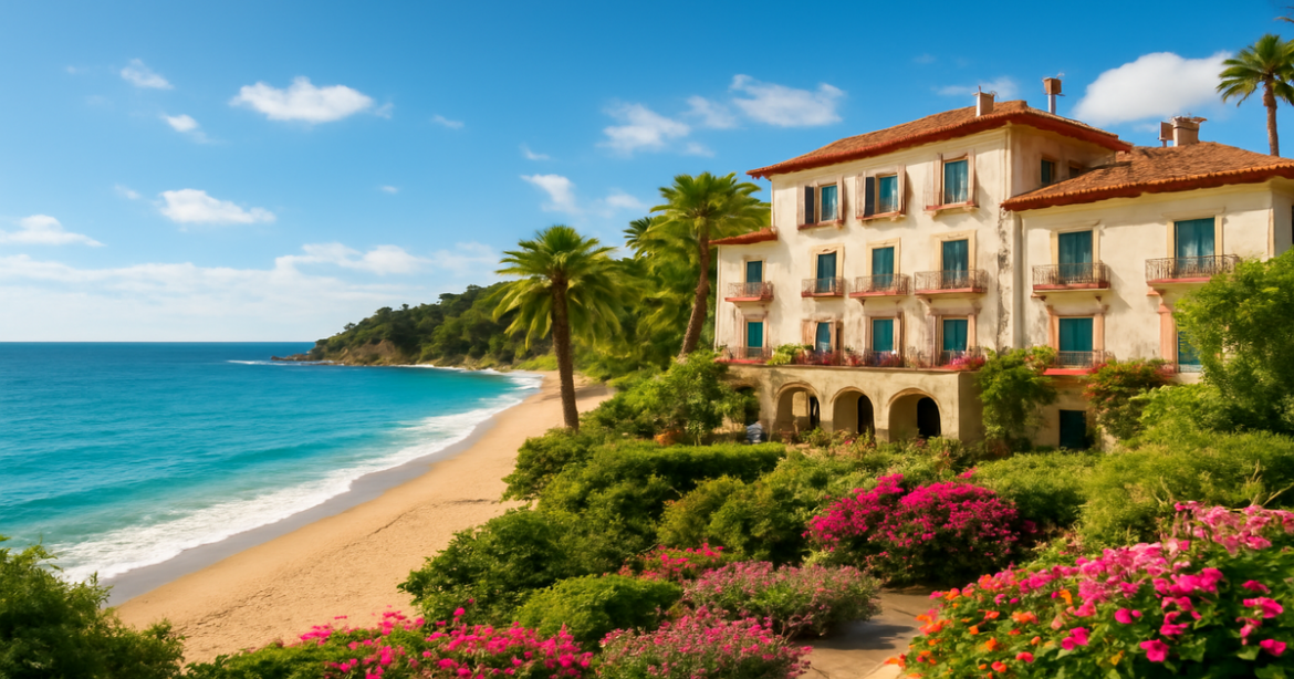 Stunning hotel in Spain by the beach, perfect for a relaxing vacation getaway.