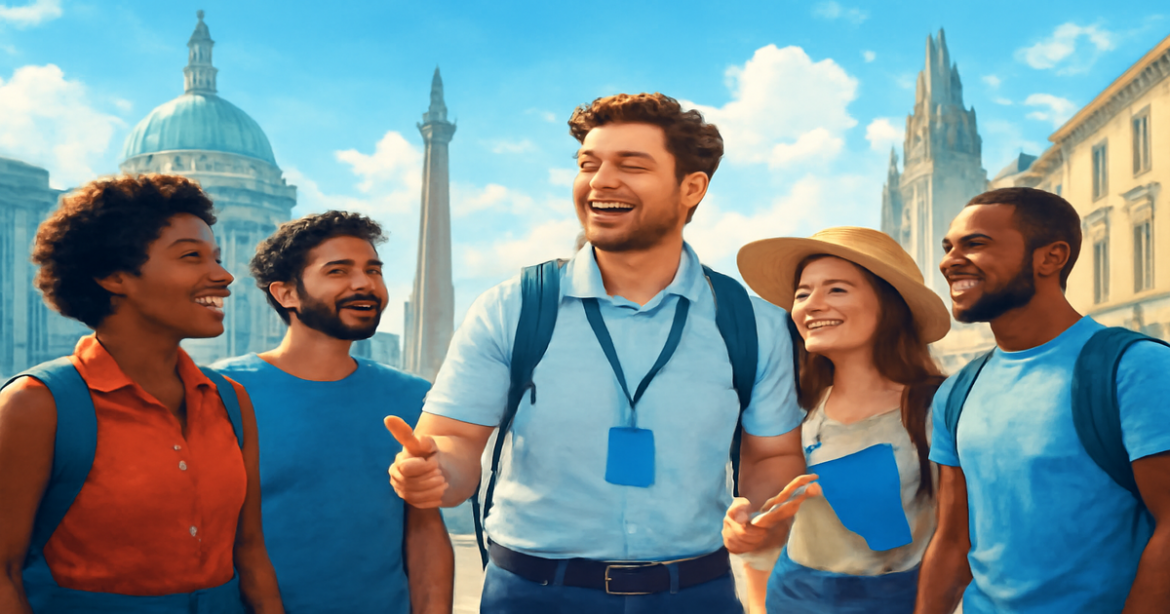 Explore unique city excursions with vibrant landmarks and happy travelers.