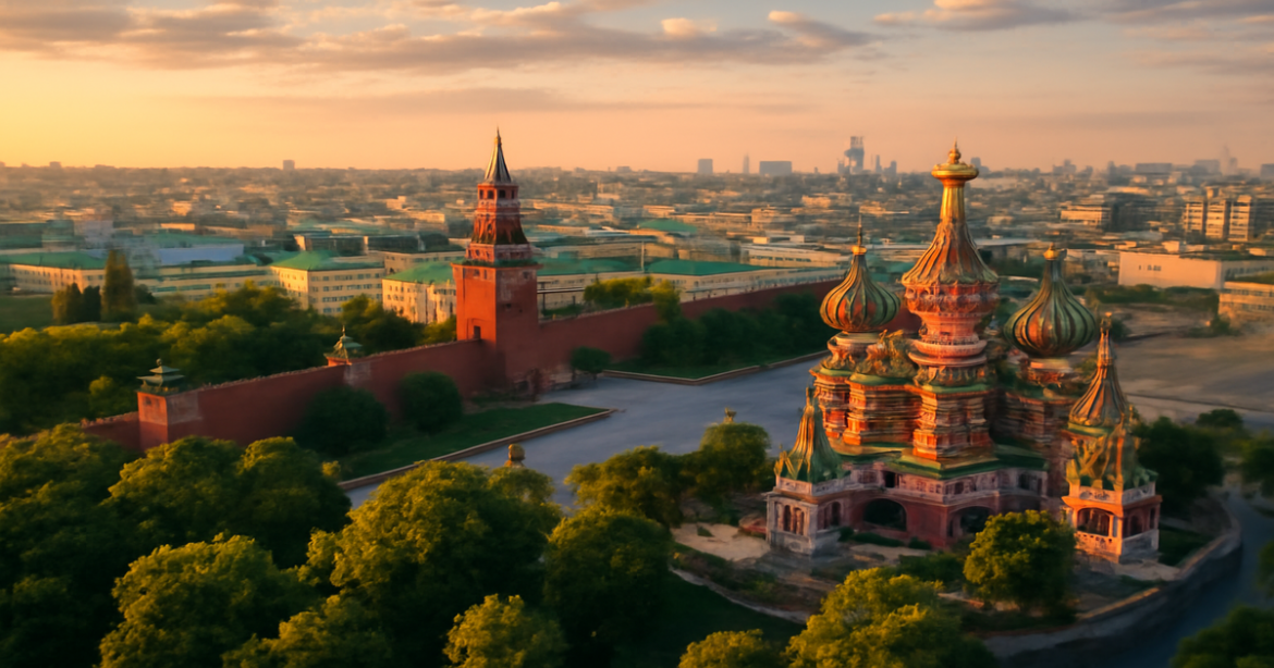 Explore the beauty of экскурсии в Москве with an aerial view of its iconic landmarks.
