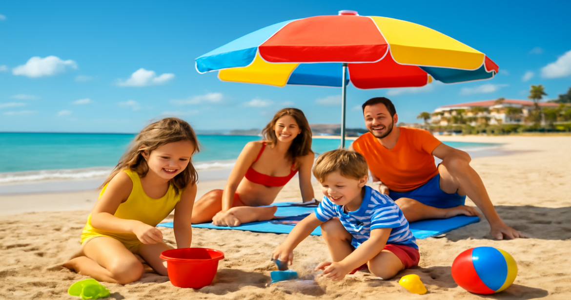 Family enjoying a beach vacation, a perfect место для отдыха с детьми.