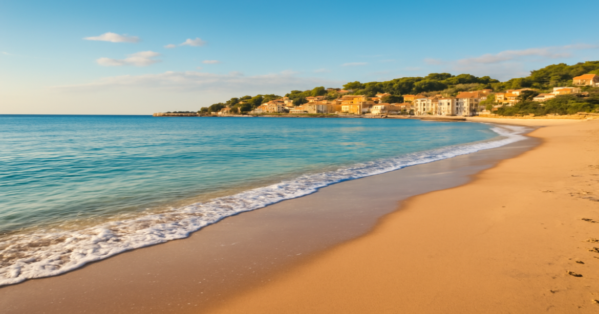 Relaxing beach scene illustrating отдых в низкий сезон for serene travel inspiration.
