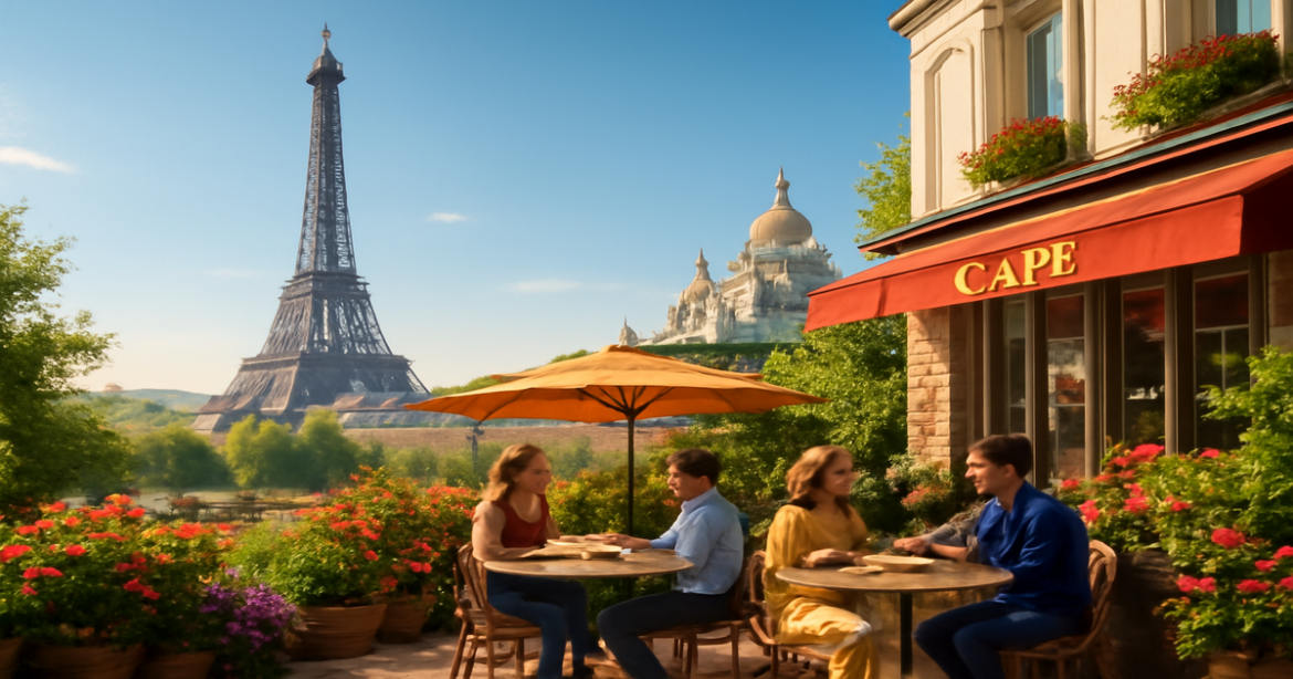 A picturesque view of отели в Париже showcasing iconic landmarks and vibrant city life.
