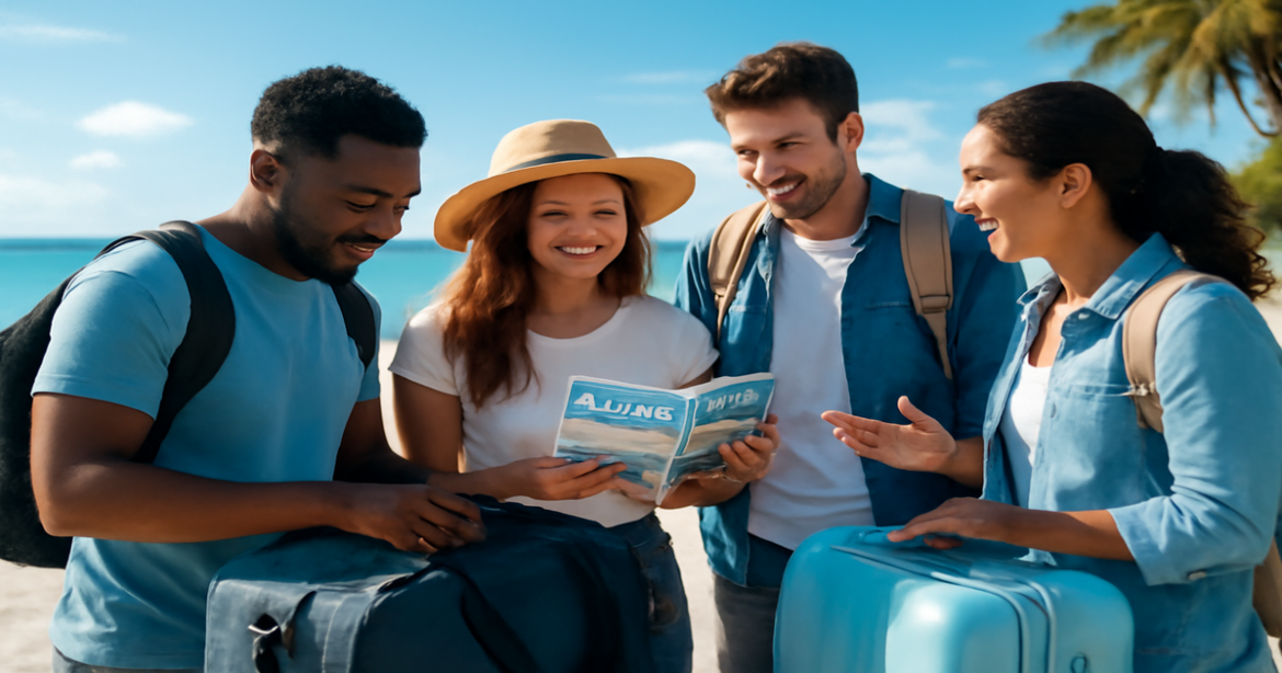 Preparing for travel in 2026: a vibrant scene of tourists planning their adventure.