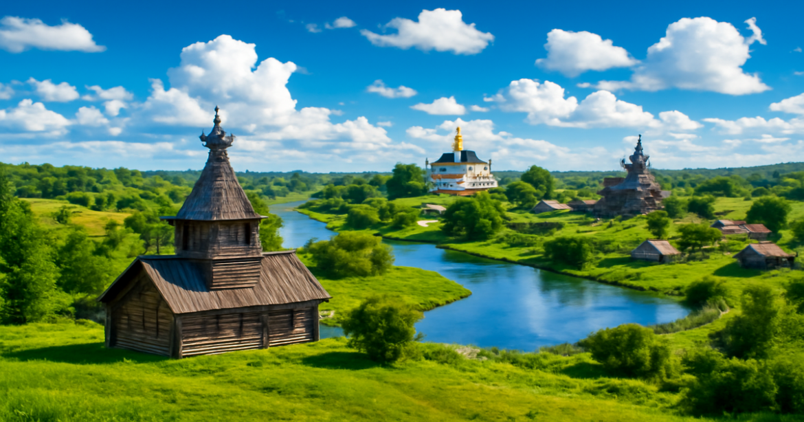 Explore the Золотое кольцо of Russia with this captivating travel image showcasing historic landmarks.