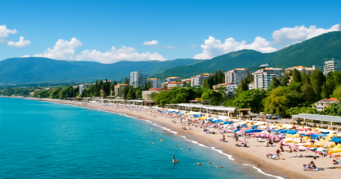 Explore the beauty of Sochi with this путеводитель по Сочи, showcasing its stunning coastline and vibrant beach life.