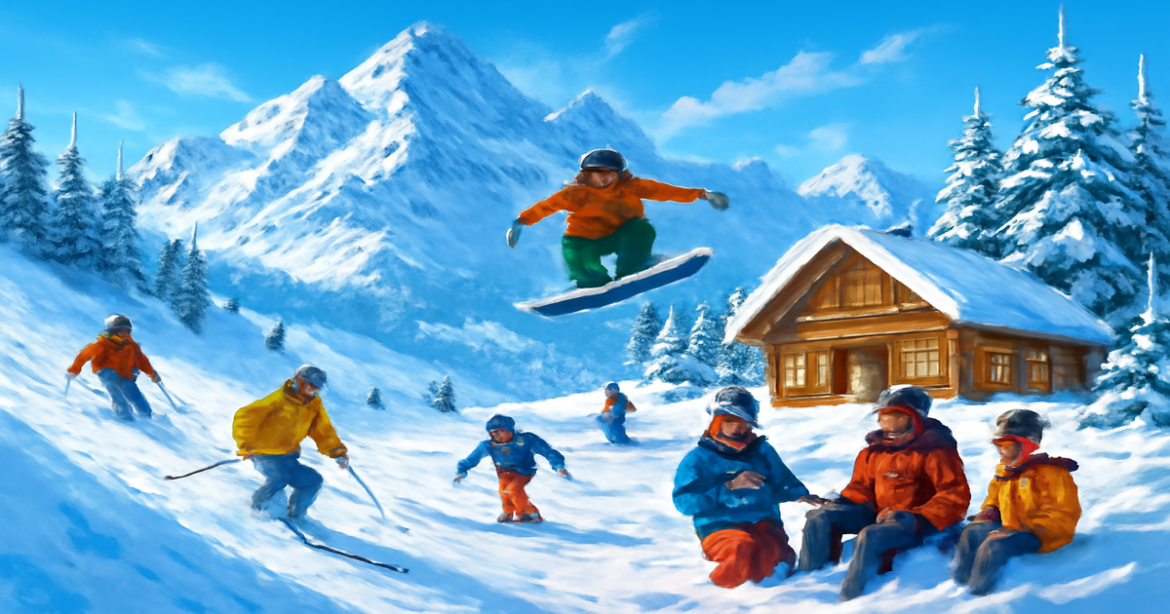 Explore топ-7 стран для активного отдыха зимой with a captivating winter sports landscape.